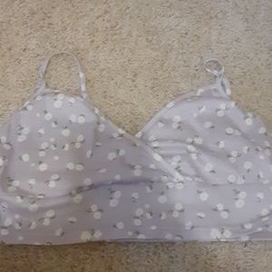 Purple croptop with white flowers